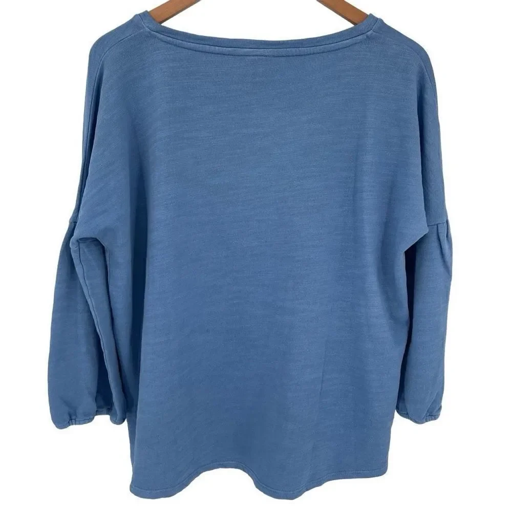 J Jill Pure Jill Terry Cloth Shirt Women Large Blue‎ NWT Casual Comfort - Picture 3 of 7